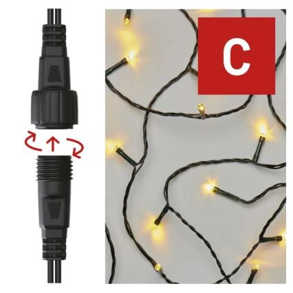 LED-ulkojouluketju 50xLED/5m IP44 lämpimänvalkoinen
