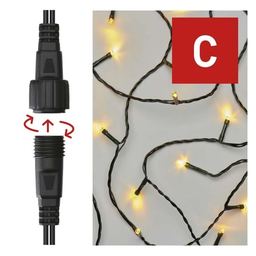 LED-ulkojouluketju 50xLED/5m IP44 lämpimänvalkoinen