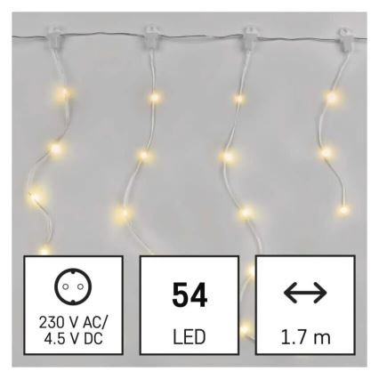 LED-ulkojouluketju 54xLED/8 toiminnot 6,7x0,7m IP44 lämpimänvalkoinen