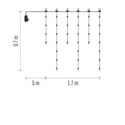 LED-ulkojouluketju 54xLED/8 toiminnot 6,7x0,7m IP44 lämpimänvalkoinen