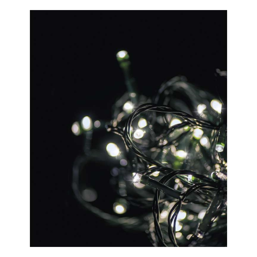 LED-ulkojouluketju CHAIN 180xLED/8 toimintoa 8m IP44 kylmä valkoinen