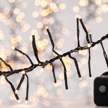 LED-ulkojouluketju CLUSTER 768xLED/8 toiminnot 9 m IP44 lämpimänvalkoinen