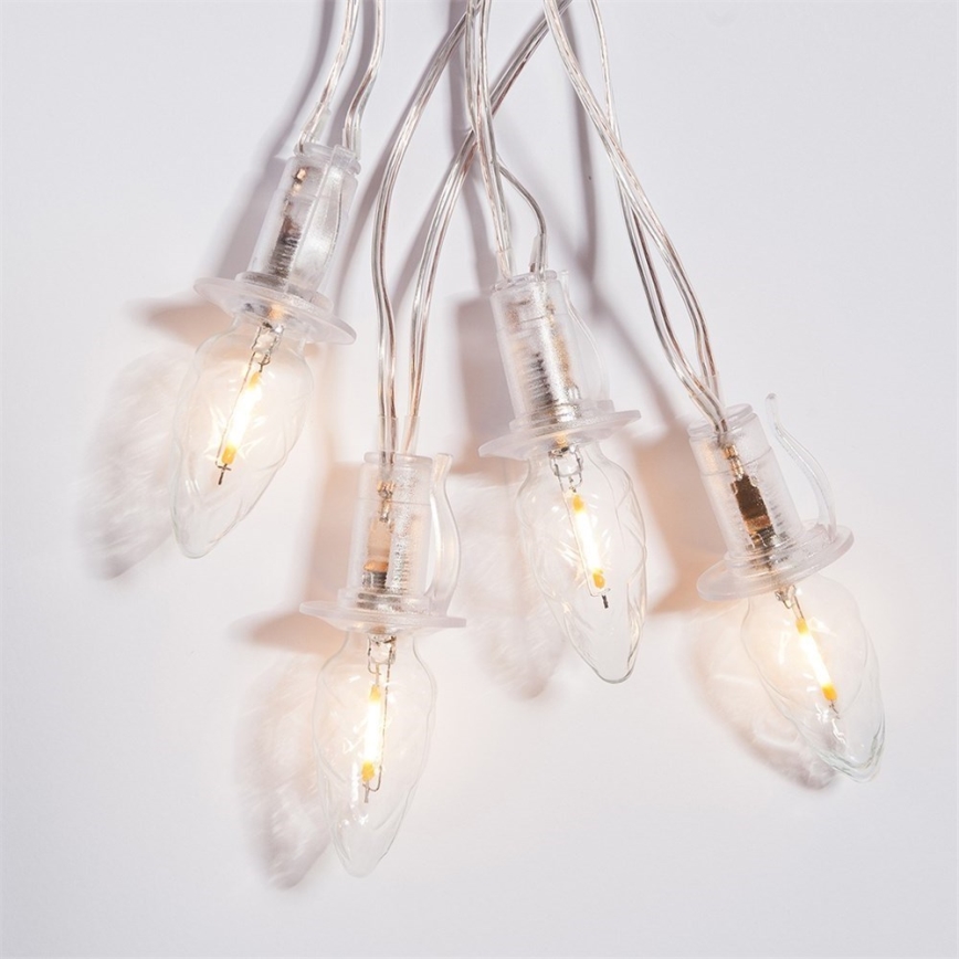 LED-ulkojouluketju CONE FILAMENT 20xE10 19m läpinäkyvä/lämpimänvalkoinen IP44, Made in the EU