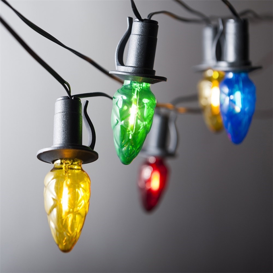 LED-ulkojouluvaloketju CONE FILAMENT 20xE10 19m monivärinen/lämmin valkoinen IP44, Valmistettu Tšekissä