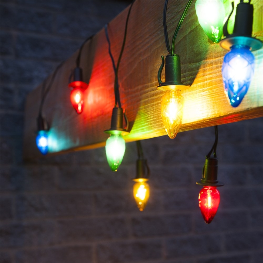 LED-ulkojouluvaloketju CONE FILAMENT 20xE10 19m monivärinen/lämmin valkoinen IP44, Valmistettu Tšekissä