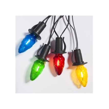 LED-ulkojouluvaloketju CONE FILAMENT 20xE10 19m monivärinen/lämmin valkoinen IP44, Valmistettu Tšekissä