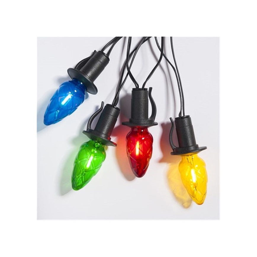 LED-ulkojouluvaloketju CONE FILAMENT 20xE10 19m monivärinen/lämmin valkoinen IP44, Valmistettu Tšekissä