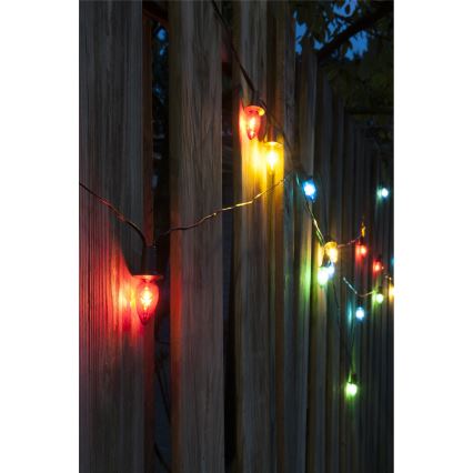 LED-ulkojouluvaloketju CONE FILAMENT 20xE10 19m monivärinen/lämmin valkoinen IP44, Valmistettu Tšekissä