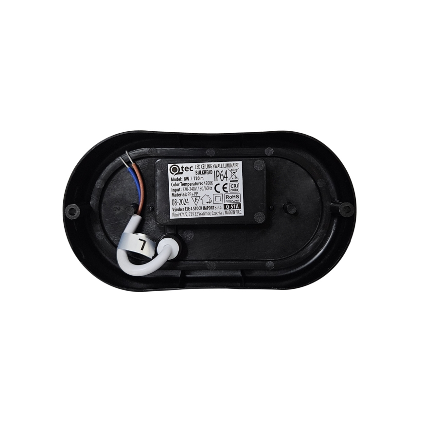 LED-ulkokattovalaisin 8W/230V 4200K IP64, musta