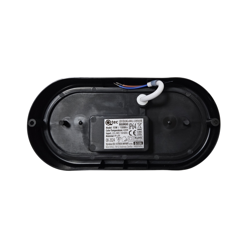 LED-ulkokattovalaisin LED/15W/230V 4200K 20x9,8 cm IP64 musta