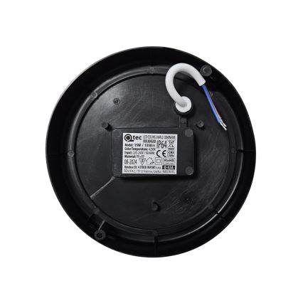 LED-ulkokattovalaisin LED/15W/230V 4200K halkaisija 15,5 cm IP64 musta