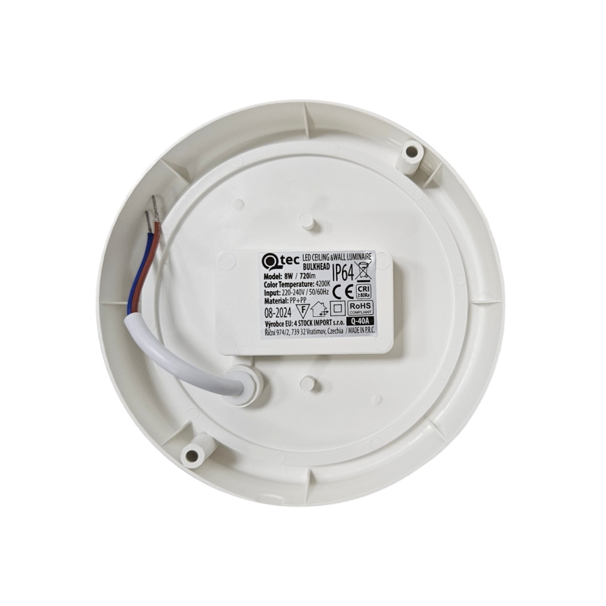 LED-ulkokattovalaisin LED/8W/230V 4200K halkaisija 14 cm IP64 valkoinen