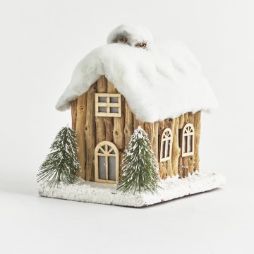 LED-ulkokäyttöön tarkoitettu joulukoriste, talonmuotoinen, 4xLED/2xAA, IP44