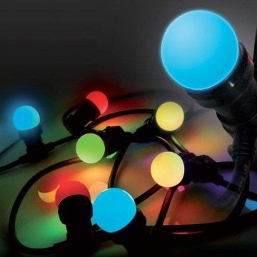 LED-ulkoketju EASY CONNECT 8xE27 5m IP44 monivärinen