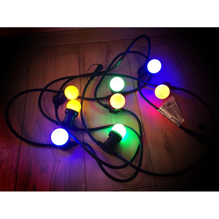 LED-ulkoketju EASY CONNECT 8xE27 5m IP44 monivärinen