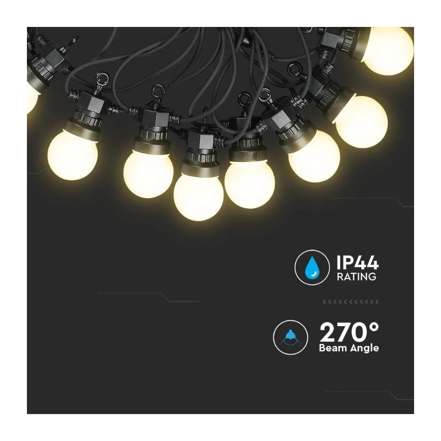 LED Ulkoketju STRING 10m 20xLED/0,5W/24/230V 3000K IP44