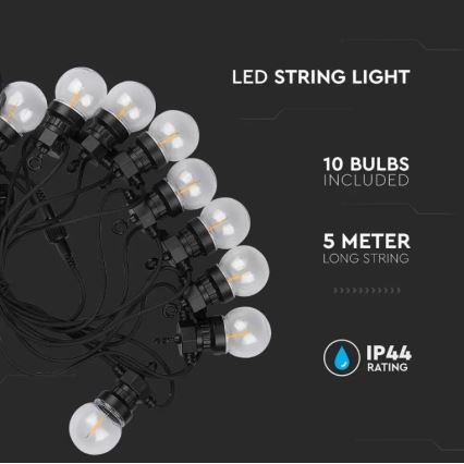 LED Ulkoketju STRING 5m 10xLED/0,4W/24/230V 3000K IP44