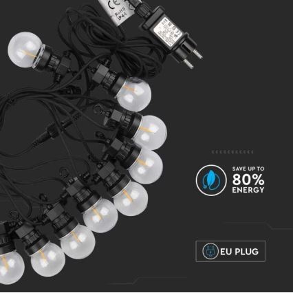 LED Ulkoketju STRING 5m 10xLED/0,4W/24/230V 3000K IP44