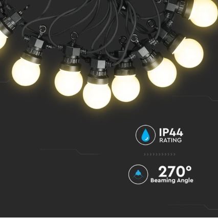 LED-ulkoketju STRING 5m 10xLED/0,5W/230V IP44 3000K