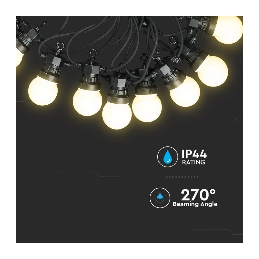LED-ulkoketju STRING 5m 10xLED/0,5W/230V IP44 3000K