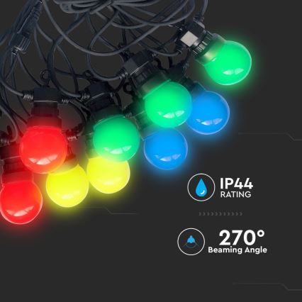 LED-ulkoketju STRING RGB 10m 20xLED/0,5W/230V IP44
