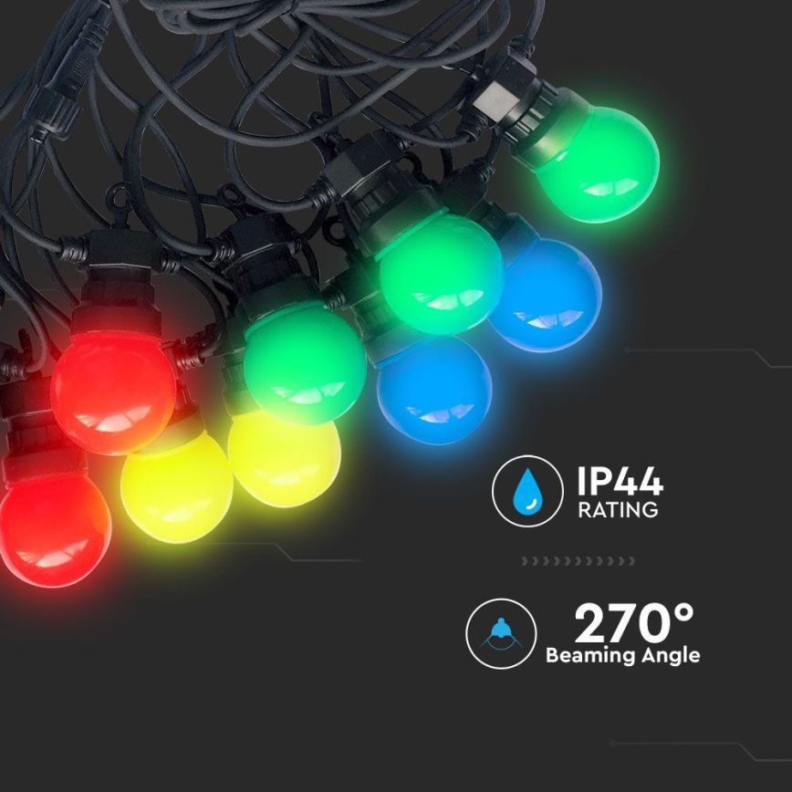 LED-ulkoketju STRING RGB 10m 20xLED/0,5W/230V IP44