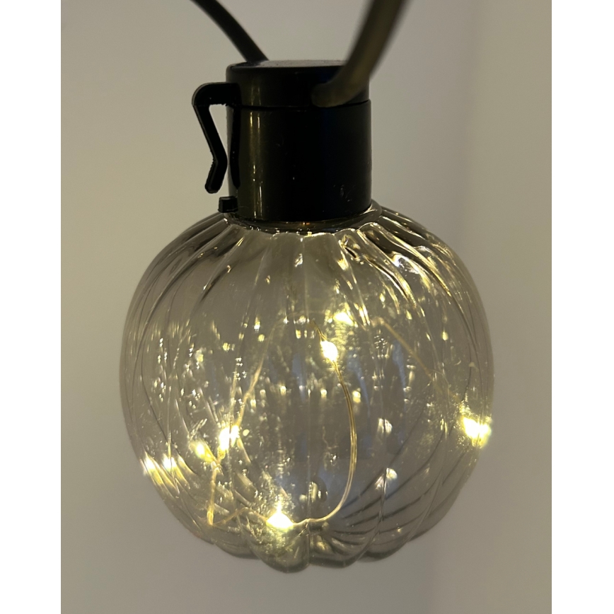 LED ulkokoristevalosarja 10xLED/0,15W/230V 6,8 m IP44 musta/savunharmaa