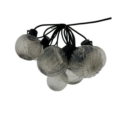 LED ulkokoristevalosarja 10xLED/0,15W/230V 6,8 m IP44 musta/savunharmaa