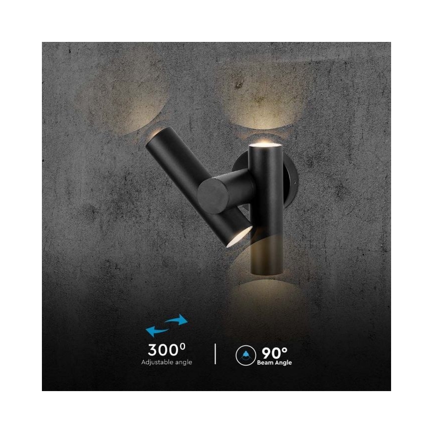 LED Joustava ulkokohdevalo 2xLED/3W/230V 4000K IP44 musta