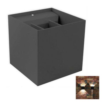 LED Ulkoseinävalaisin 2xLED/3W/230V IP54 antrasiitti
