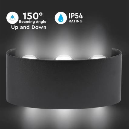 LED-ulkoseinävalaisin 6xLED / 6W / 230V IP54 3000K musta