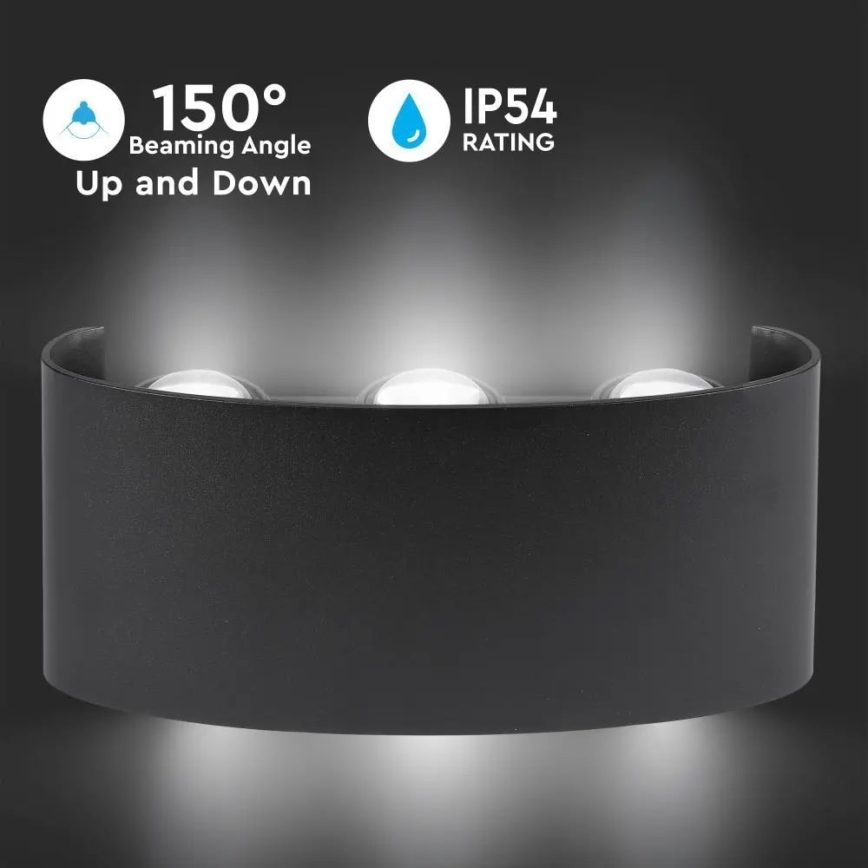 LED-ulkoseinävalaisin 6xLED / 6W / 230V IP54 3000K musta