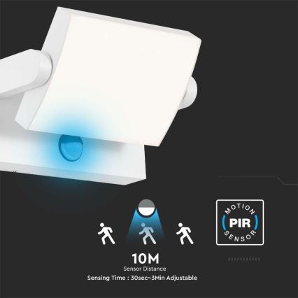 LED ulkoseinävalaisin anturilla LED/17W/230V 3000K IP65 valkoinen