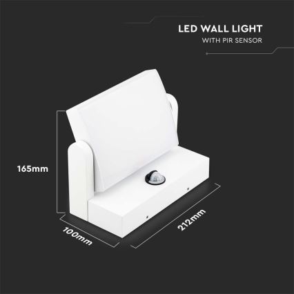 LED ulkoseinävalaisin anturilla LED/17W/230V 3000K IP65 valkoinen