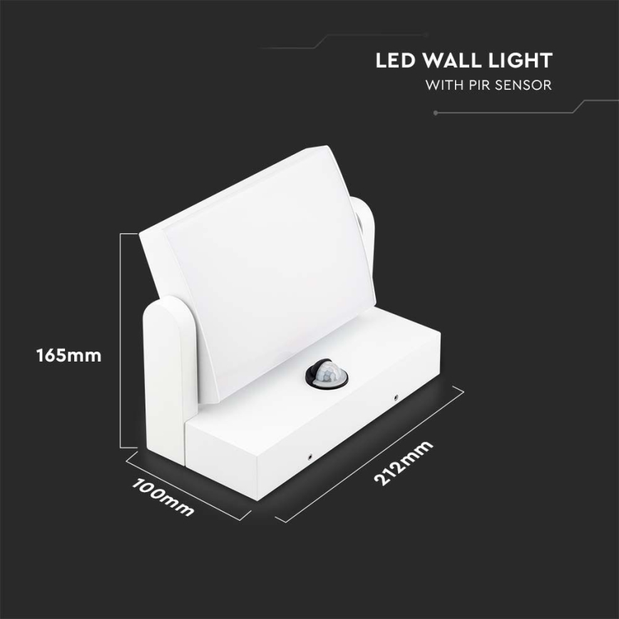 LED ulkoseinävalaisin anturilla LED/17W/230V 3000K IP65 valkoinen
