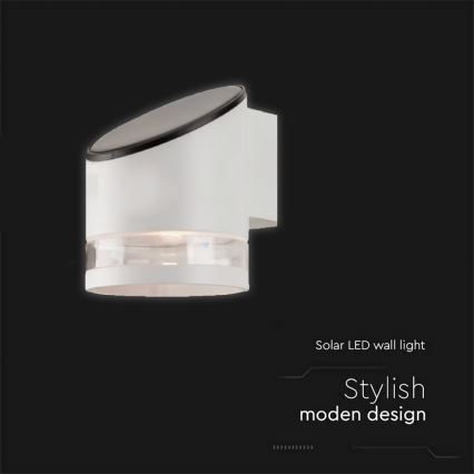 LED Ulkokäyttöön tarkoitettu aurinkokäyttöinen seinävalaisin LED/1W/3,7V 3000K IP54 1200 mAh valkoinen