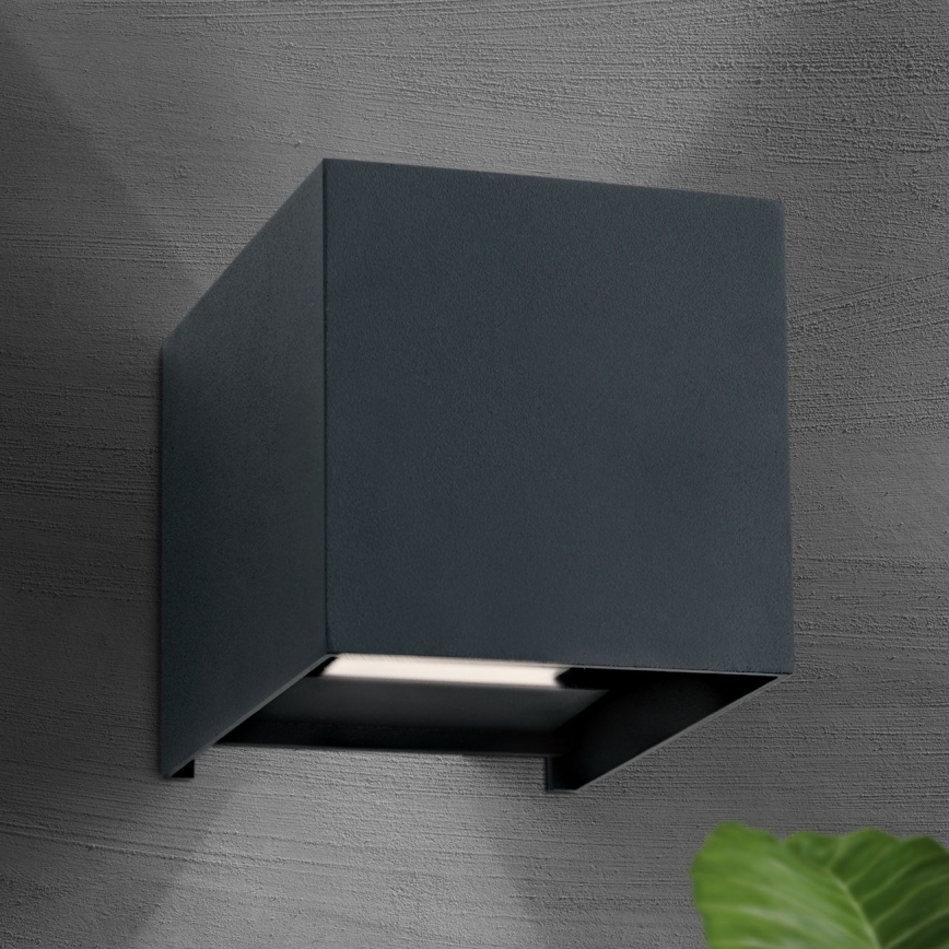 LED-ulkoseinävalaisin CUBE 2xLED/3W/230V IP54 antrasiitti