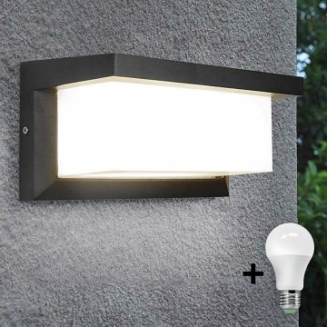LED-ulkoseinävalaisin kanssa polttimo hämäräanturilla NEELY 1xE27/9W/230V IP54 antrasiitti