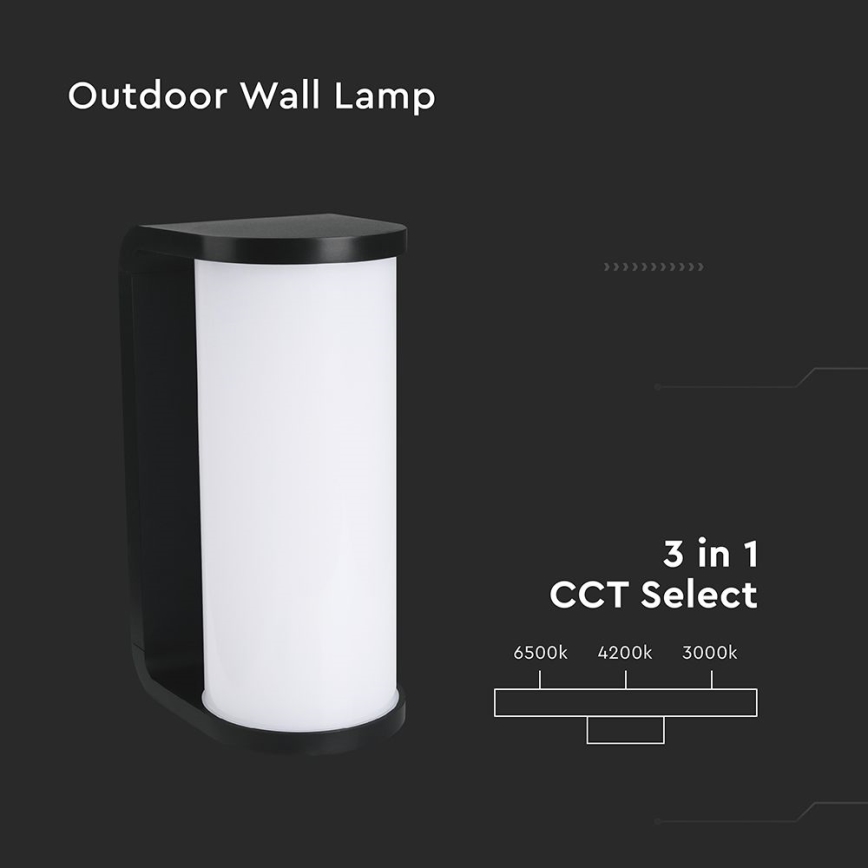 LED-ulkoseinävalaisin LED/12W/230V 3000/4200/6500K IP65 musta