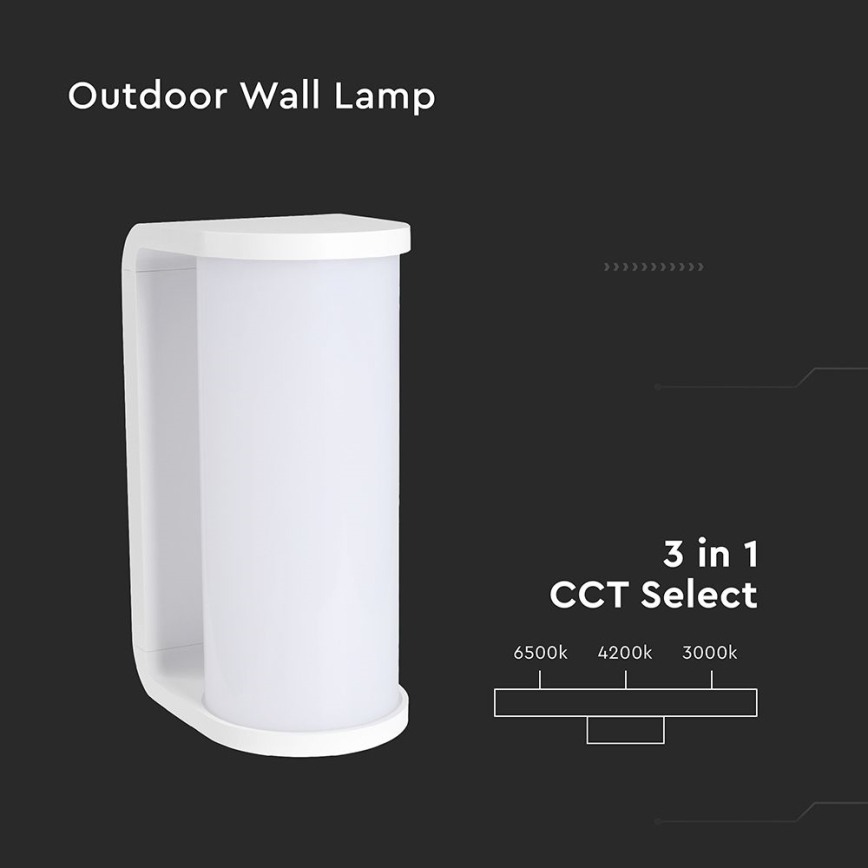 LED-ulkoseinävalaisin LED/12W/230V 3000/4200/6500K IP65 valkoinen