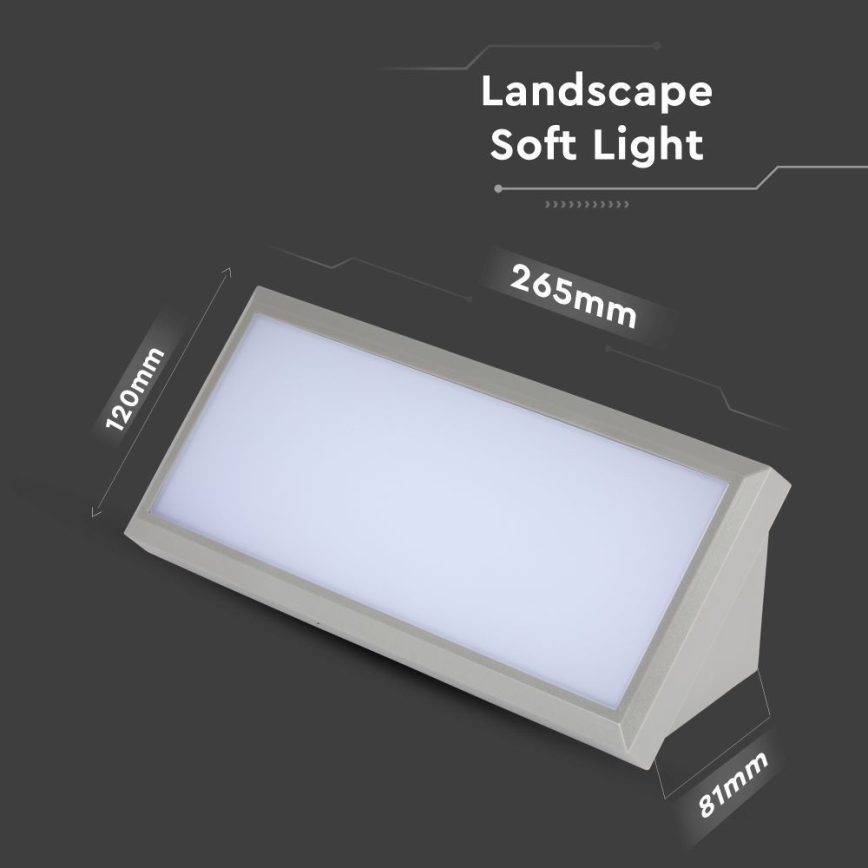 LED ulkoseinävalaisin LED/12W/230V 3000K IP65 harmaa