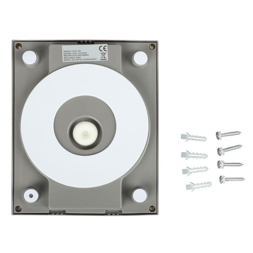 LED-ulkoseinävalaisin LED/12W/230V 3000K IP65 harmaa