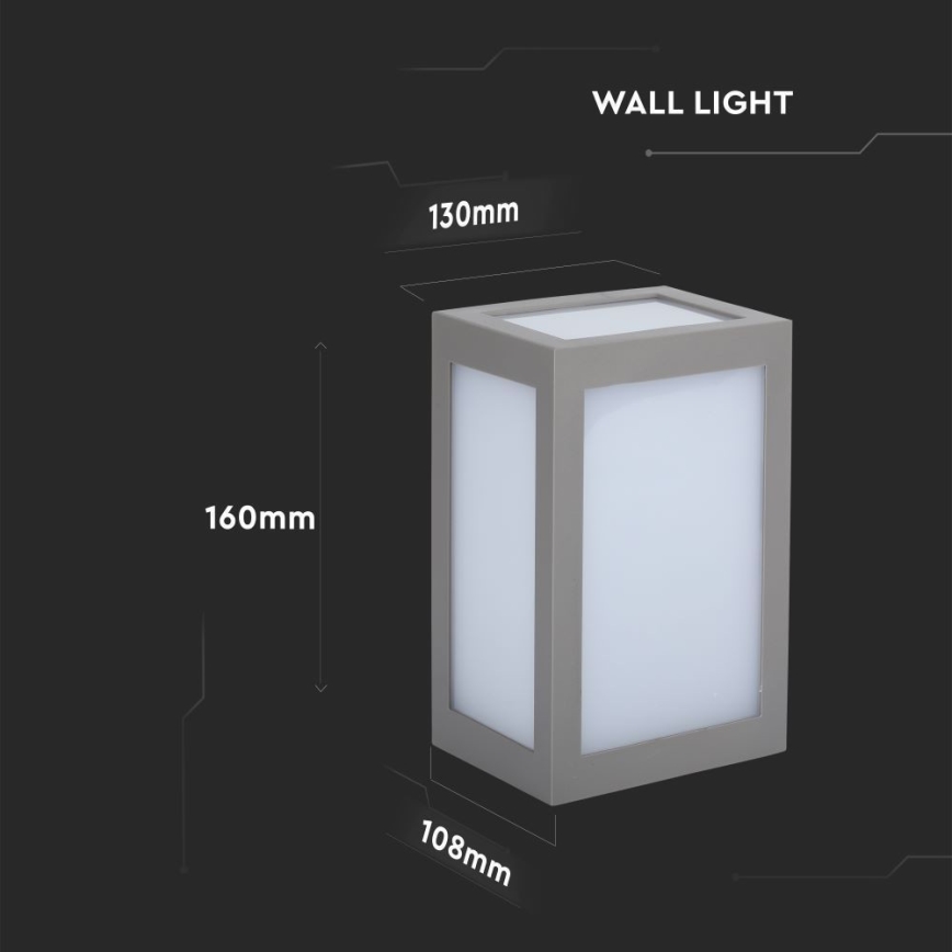 LED-ulkoseinävalaisin LED/12W/230V 3000K IP65 harmaa