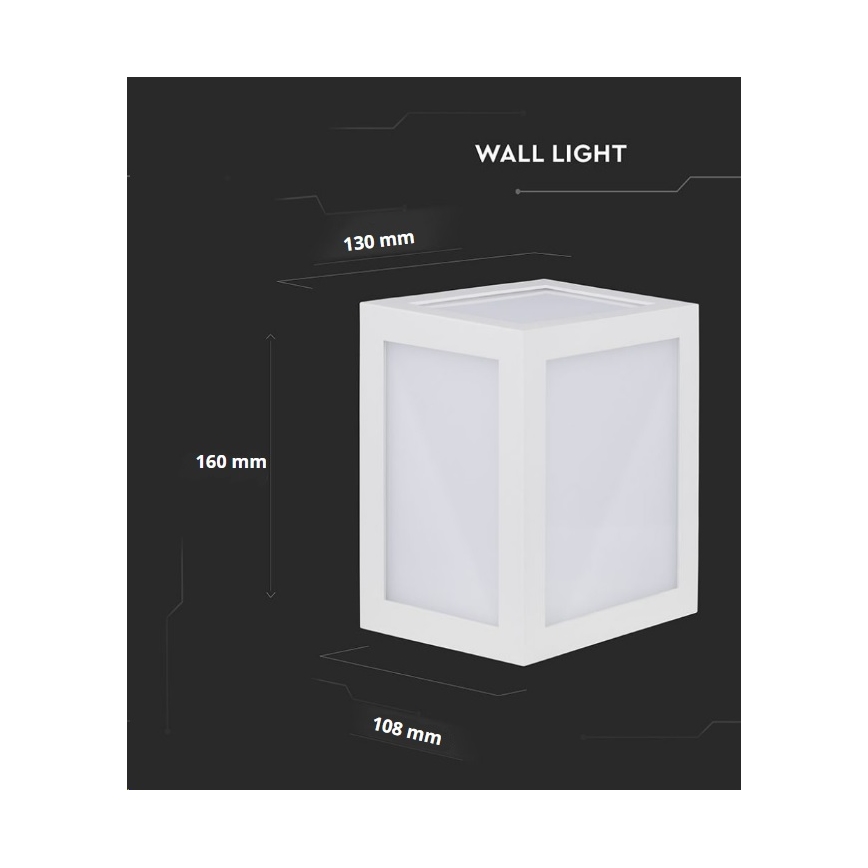 LED-ulkoseinävalaisin LED/12W/230V 3000K IP65 valkoinen