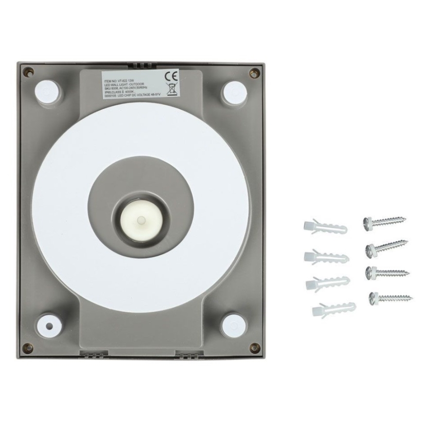 LED-ulkoseinävalaisin LED/12W/230V 4000K IP65 harmaa