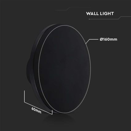 LED-ulkoseinävalaisin LED/12W/230V 4000K IP65 musta