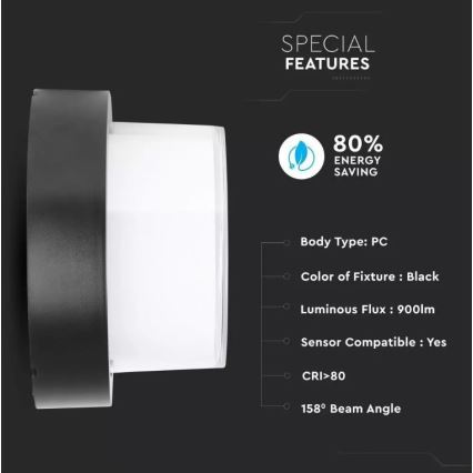 LED-ulkoseinävalaisin LED/12W/230V IP65 3000K