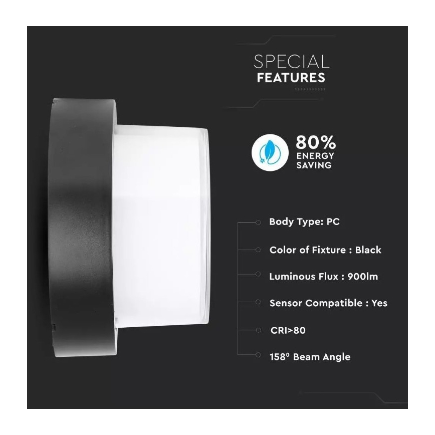LED-ulkoseinävalaisin LED/12W/230V IP65 3000K