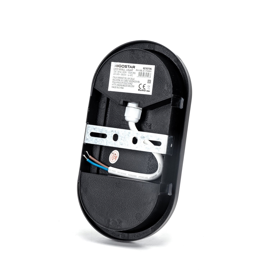 LED-ulkoseinävalaisin LED/15W/230V 6500K musta IP65