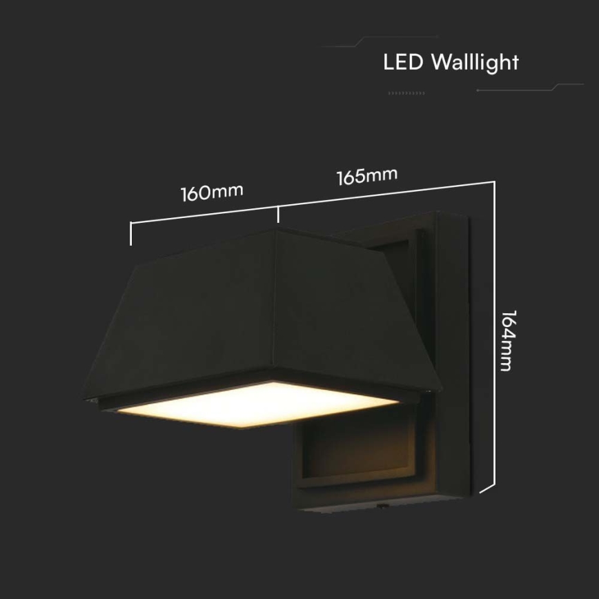 LED-ulkoseinävalaisin LED/15W/230V IP65 3000K musta